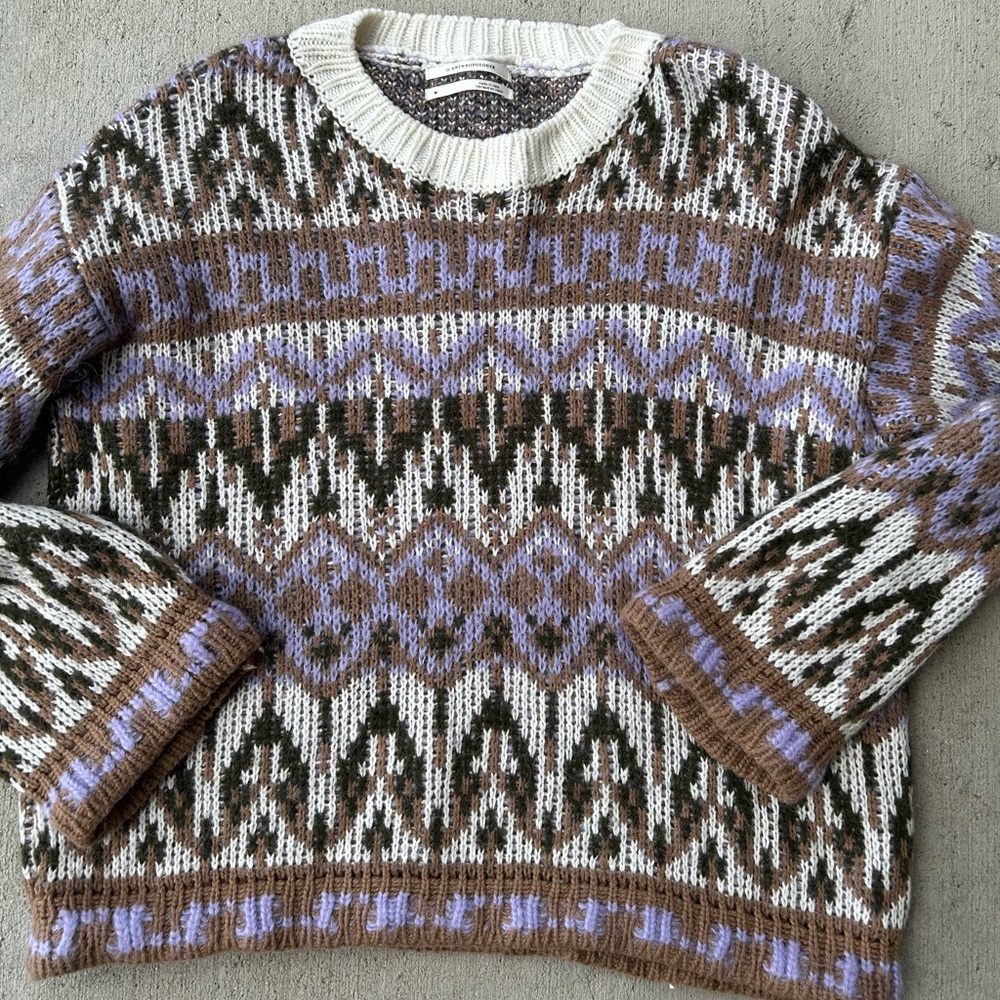 Womens ANTHROPOLOGIE Fabiana Wool/Alpaca Multi-Color SWEATER sz Medium